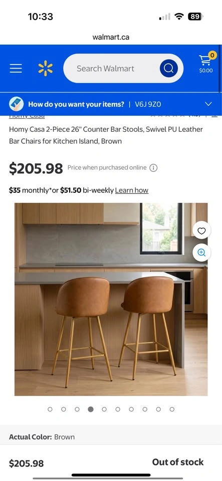 Brown Counter Stools Black Legs (2) - photo 2