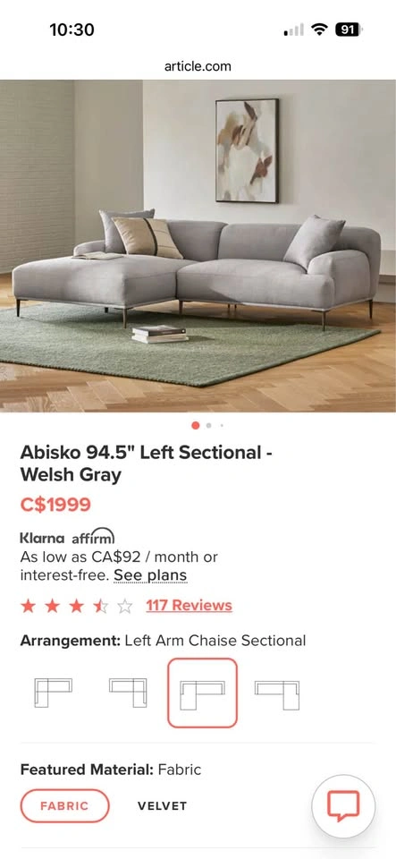 Article Abisko Sectional in Welsh Grey - photo 2