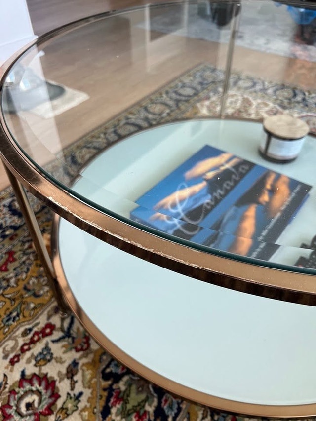 Modern Round Glass & Gold Coffee Table (Two-Tier Storage) - photo 3