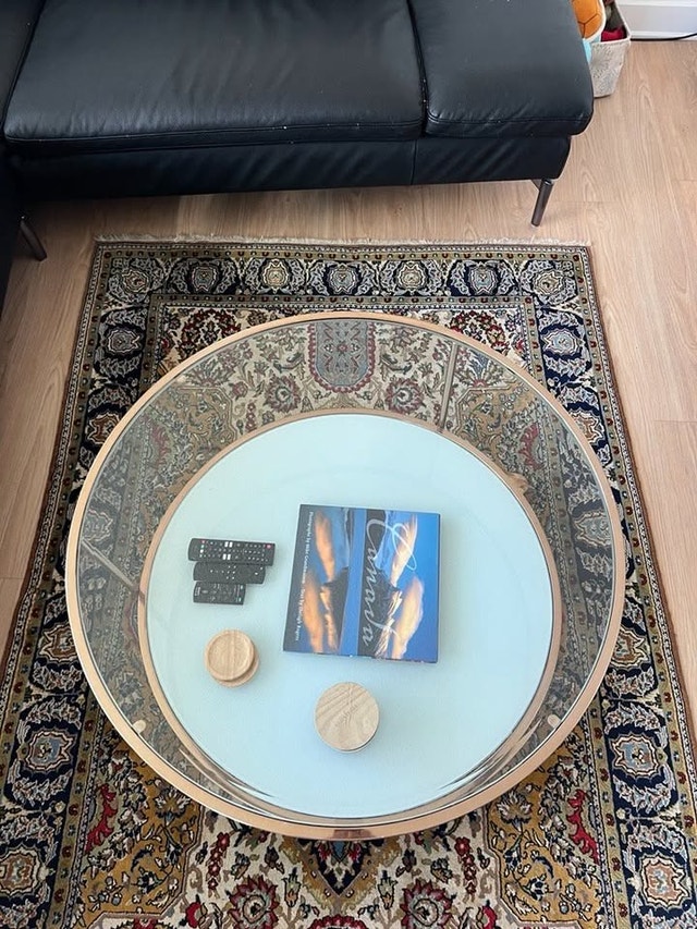 Modern Round Glass & Gold Coffee Table (Two-Tier Storage) - photo 5