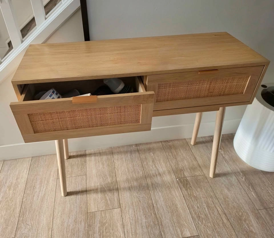 Oak Finish Console Table with 2 Storage Drawers - photo 3