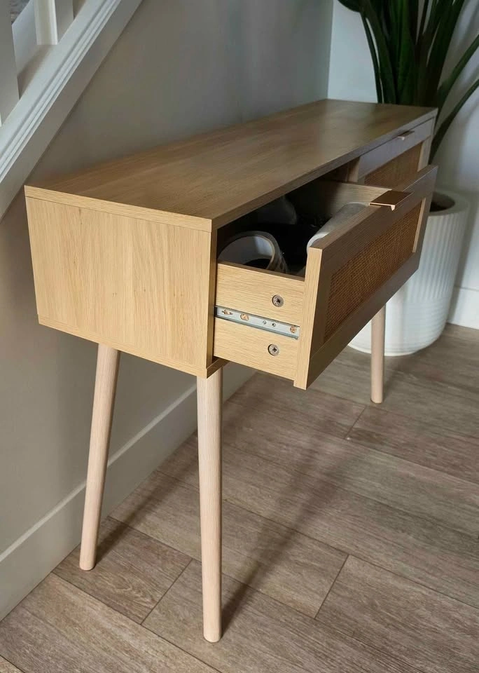 Oak Finish Console Table with 2 Storage Drawers - photo 4