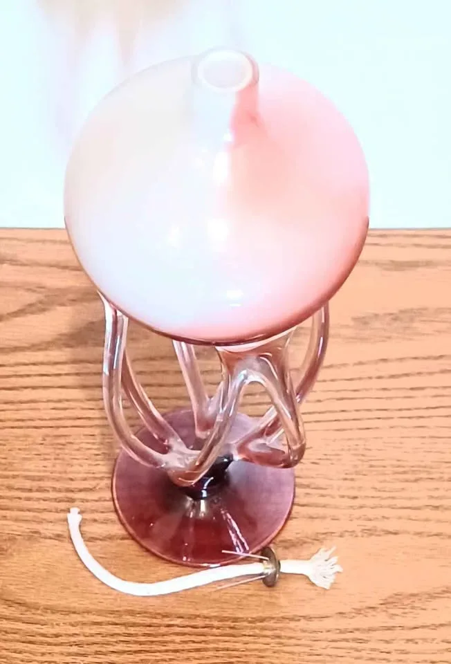 Vtg.Tall Hand Blown Jozefina Krosno Jellyfish Oil Lamp image indicator(5)