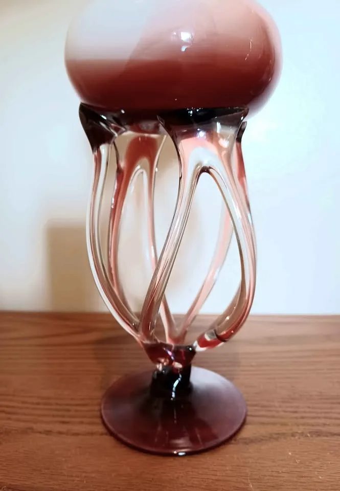 Vtg.Tall Hand Blown Jozefina Krosno Jellyfish Oil Lamp image indicator(6)