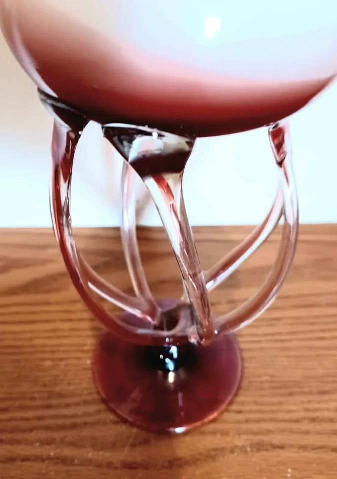 Vtg.Tall Hand Blown Jozefina Krosno Jellyfish Oil Lamp image indicator(7)