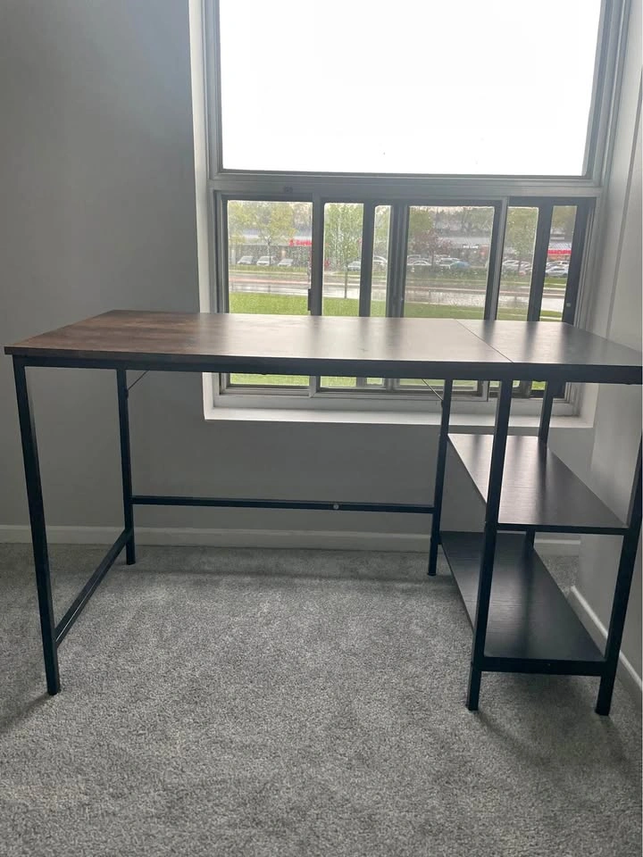 Computer Desk with Shelves - Rustic Wood and Metal