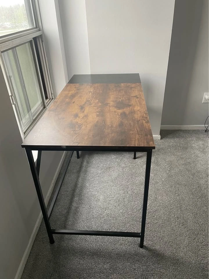 Computer Desk with Shelves - Rustic Wood and Metal - photo 2