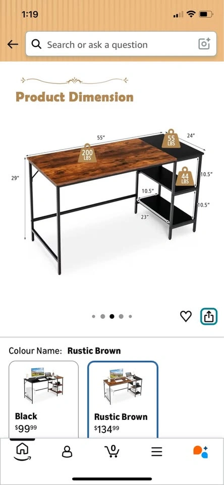 Computer Desk with Shelves - Rustic Wood and Metal - photo 5