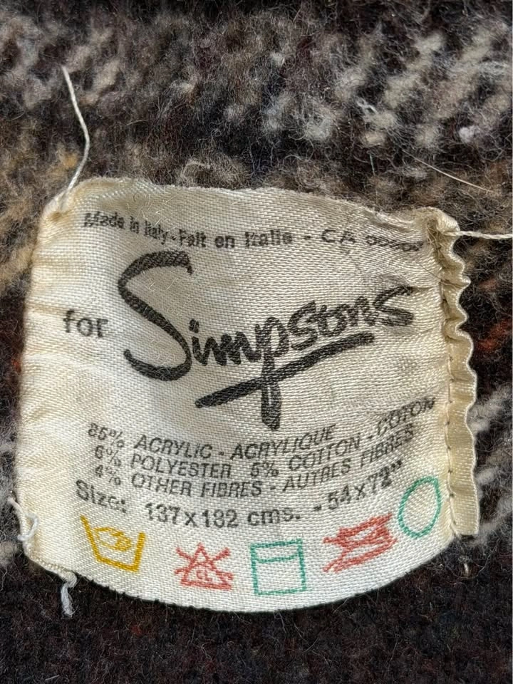 Vintage Plaid Simpsons Made In Italy Blanket - photo 4
