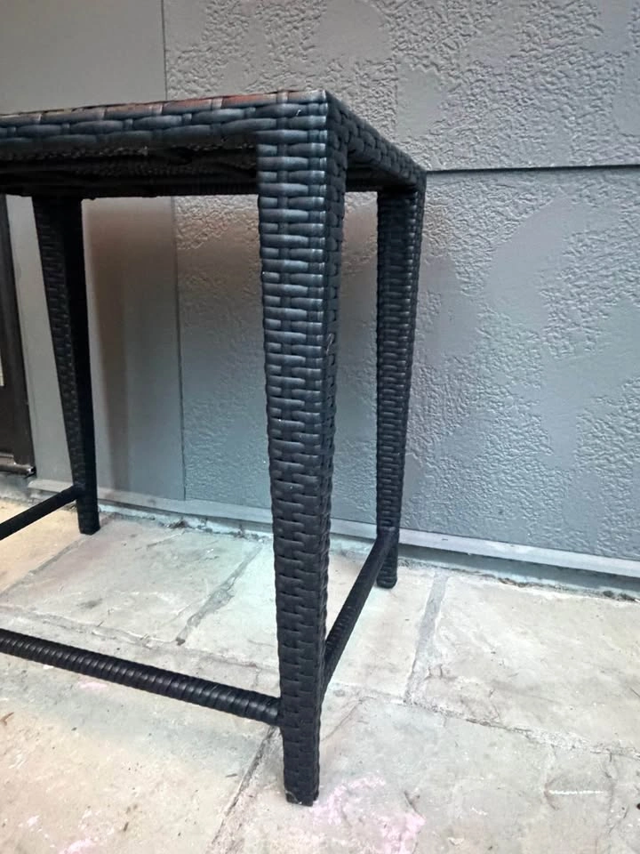 Black Modern Wicker Patio Side Table / Outdoor Accent Table - photo 2