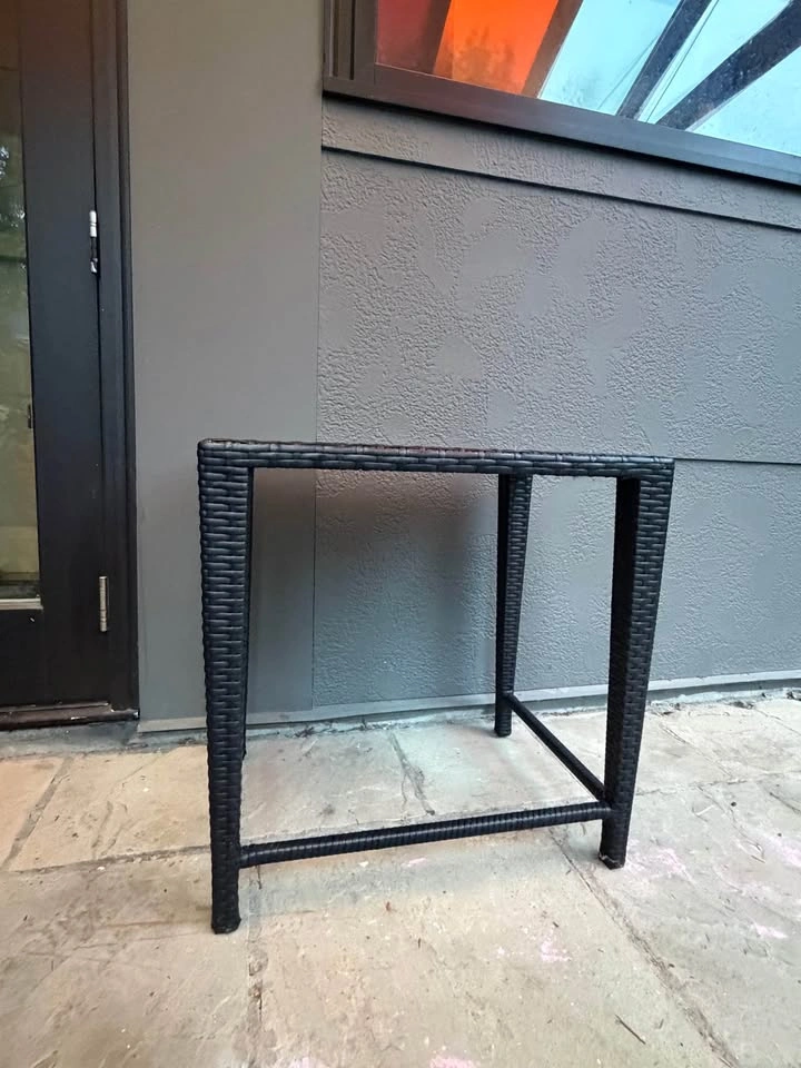 Black Modern Wicker Patio Side Table / Outdoor Accent Table - photo 3