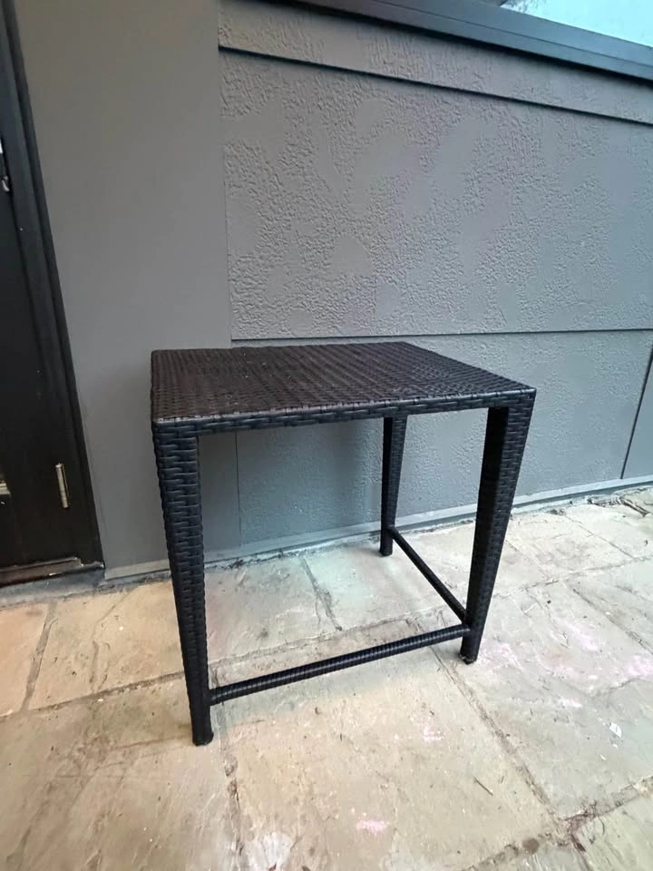 Black Modern Wicker Patio Side Table / Outdoor Accent Table - photo 4