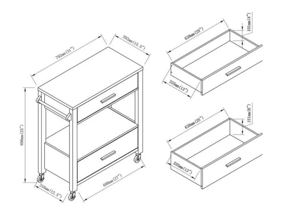 Contemporary Wood Bar Cart, BRAND NEW image indicator(6)