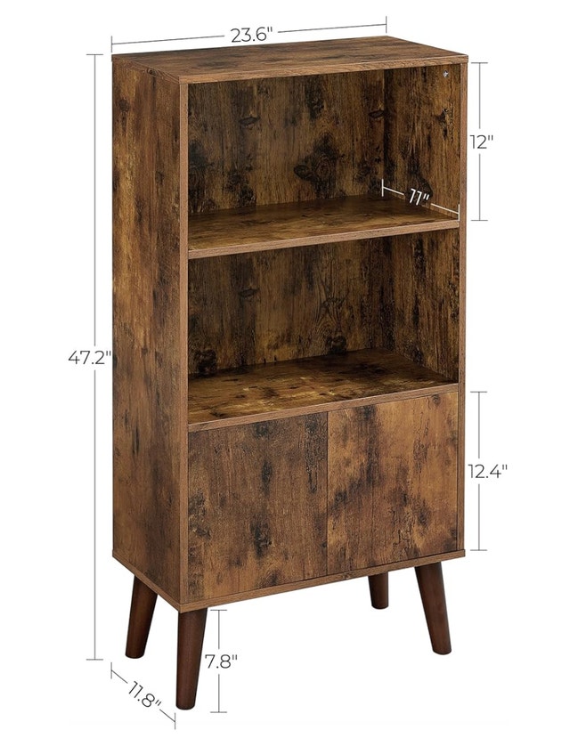 VASAGLE 2-Tier Retro Bookcase with Doors