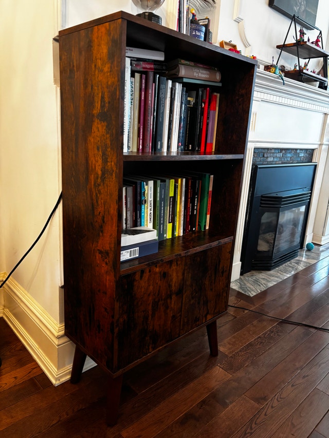 VASAGLE 2-Tier Retro Bookcase with Doors - photo 2