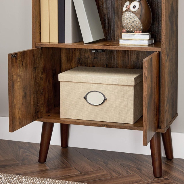 VASAGLE 2-Tier Retro Bookcase with Doors - photo 4