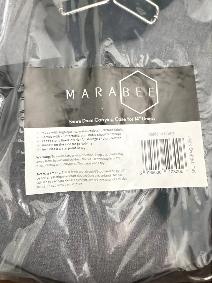 27 x New MARABEE Snare Drum Carrying Case 14" Drums Grey - photo 3