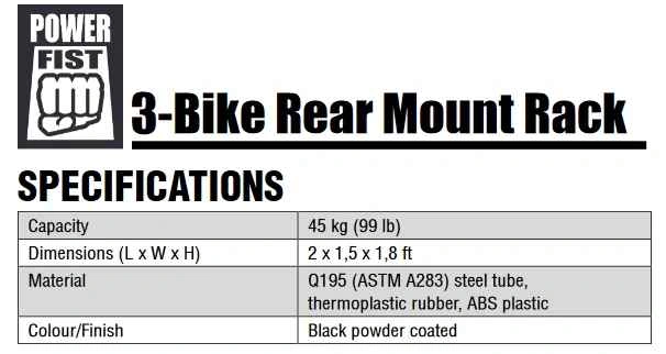 Powerfist 3-Bike Trunk-Mount Rack - photo 3