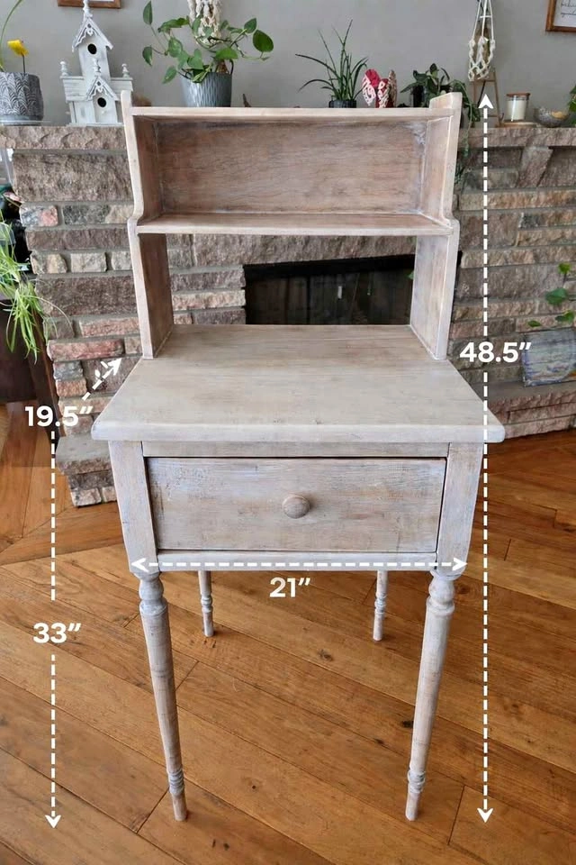 Solid Bleached Oak Table / Desk with Hutch – One of a Kind