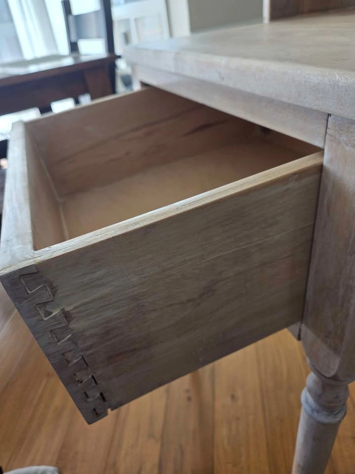 Solid Bleached Oak Table / Desk with Hutch – One of a Kind - photo 2