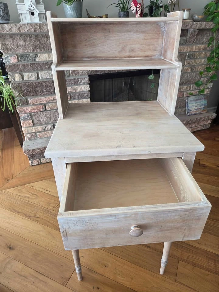 Solid Bleached Oak Table / Desk with Hutch – One of a Kind - photo 3