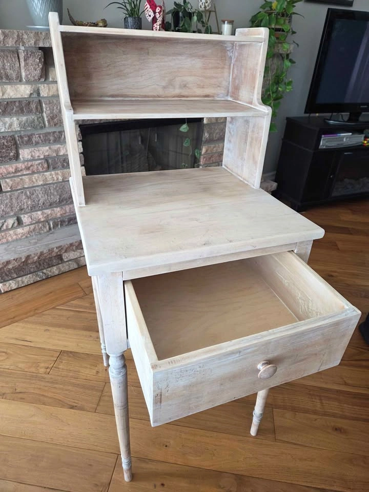 Solid Bleached Oak Table / Desk with Hutch – One of a Kind - photo 4