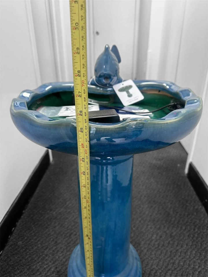 New Blue Ceramic Fish Bird Bath Fountain - photo 2