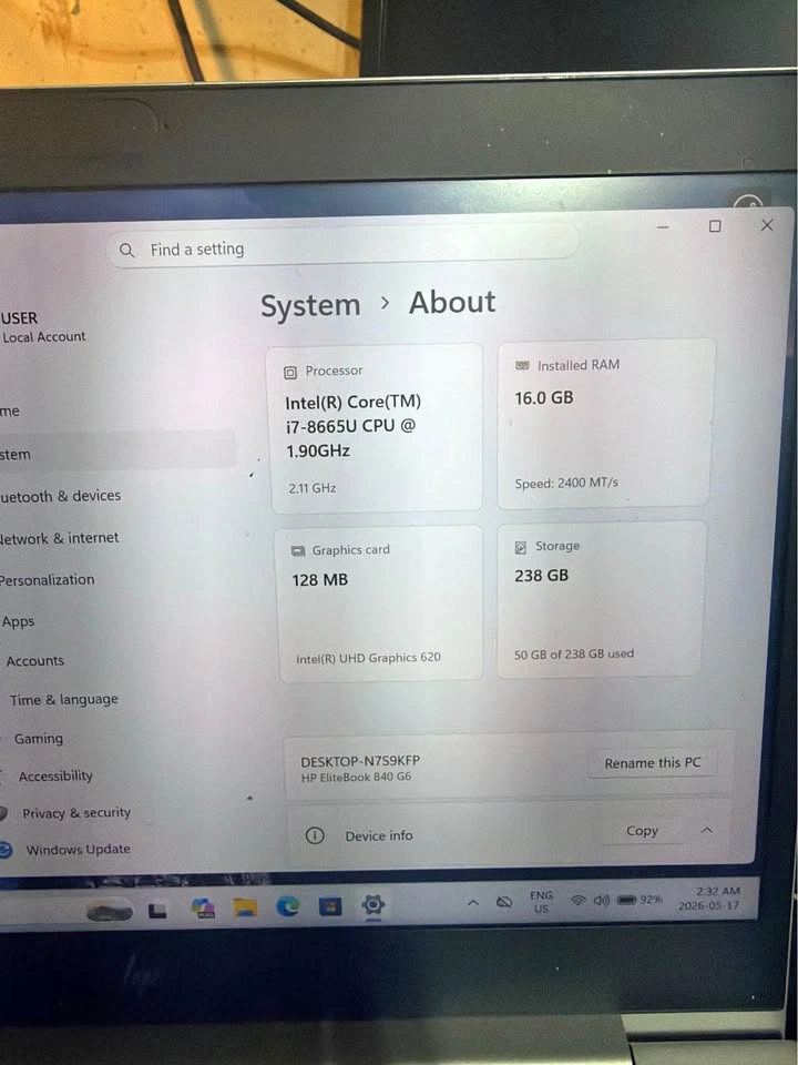 HP EliteBook 840 G6 Laptop - i7 8th Gen, 16GB RAM, 256GB SSD
