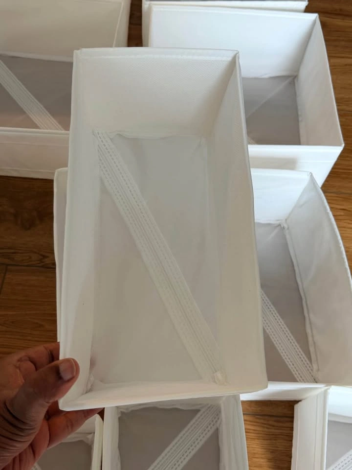 Collapsible Fabric Storage Bins - Grey & White Organizers set - photo 3