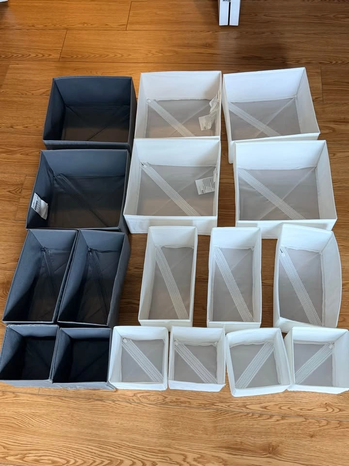 Collapsible Fabric Storage Bins - Grey & White Organizers set - photo 5