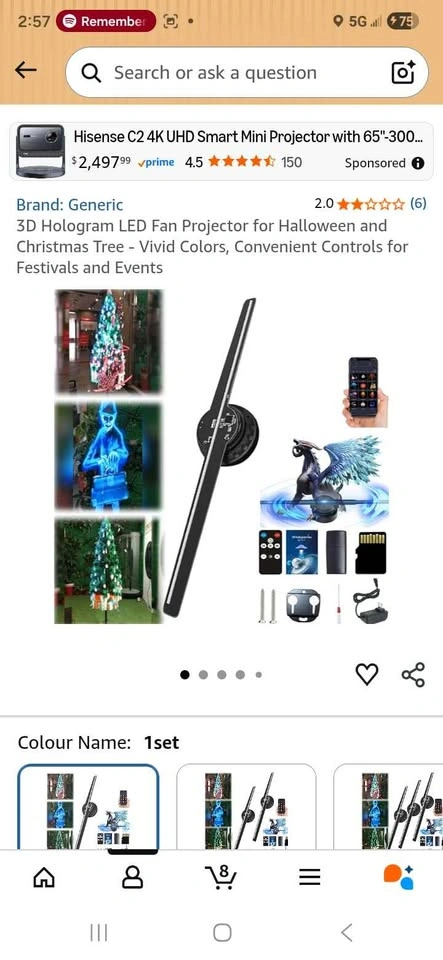 42cm Long Holographic Led Fan - photo 3