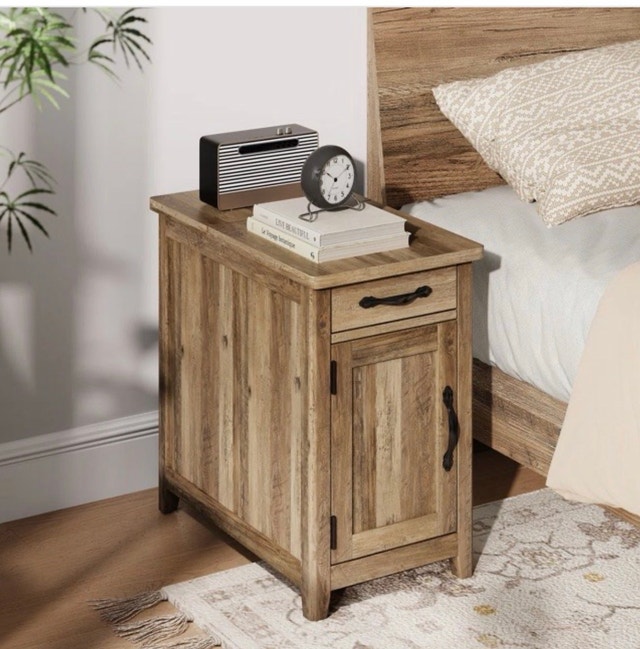Lark Manor End Table with Storage & Charging Station - Brown