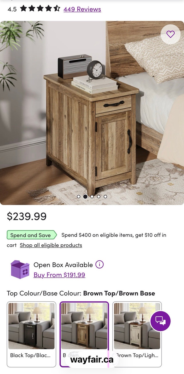 Lark Manor End Table with Storage & Charging Station - Brown - photo 2