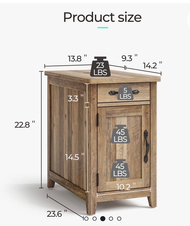 Lark Manor End Table with Storage & Charging Station - Brown - photo 3