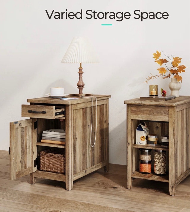 Lark Manor End Table with Storage & Charging Station - Brown - photo 4