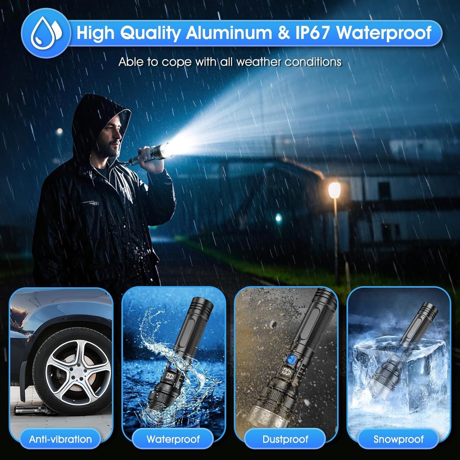 10000 Lumens Flashlight, Type-C Fast Charging - photo 4