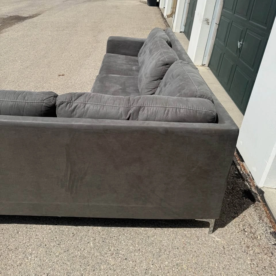 Grey Microfiber Sectional Sofa with Chaise - photo 2