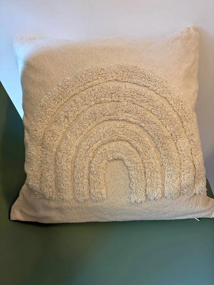 Boho Cream Rainbow Throw Pillow