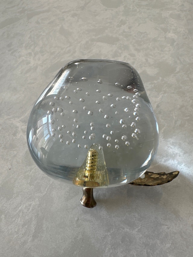 Vintage clear art glass apple paperweight - photo 5