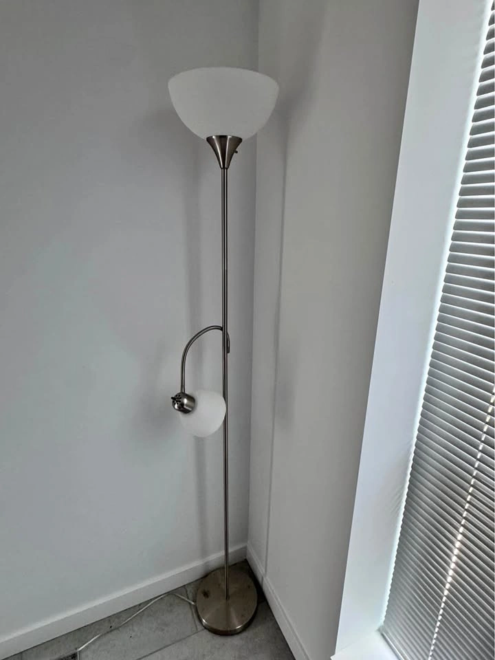Brushed Metal Floor Lamp with Uplight and Reading Light