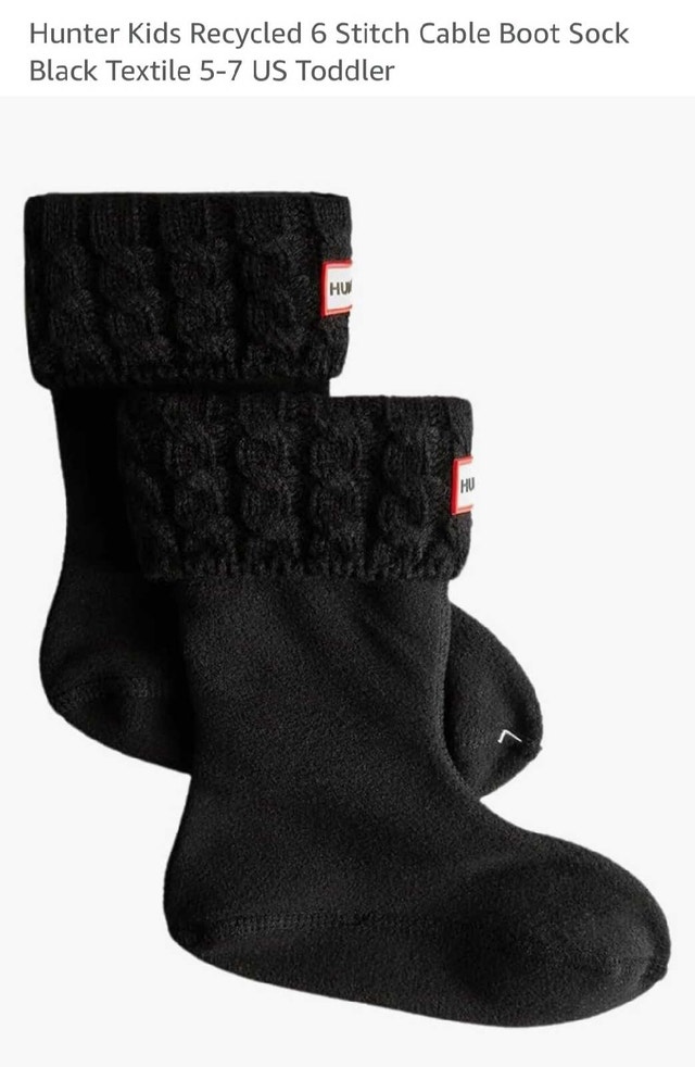 Toddler K 6 Stitch Boot Socks, Black, Size US 11-13