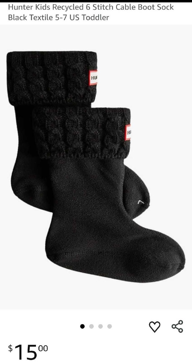 Toddler K 6 Stitch Boot Socks, Black, Size US 11-13 - photo 2