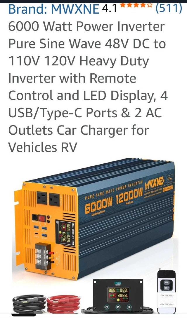 6000 Watt Pure Sine Wave Power Inverter DC48V/AC120V. NEW. - photo 3