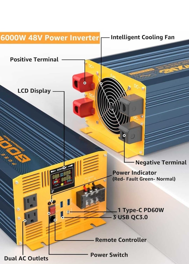 6000 Watt Pure Sine Wave Power Inverter DC48V/AC120V. NEW. - photo 5