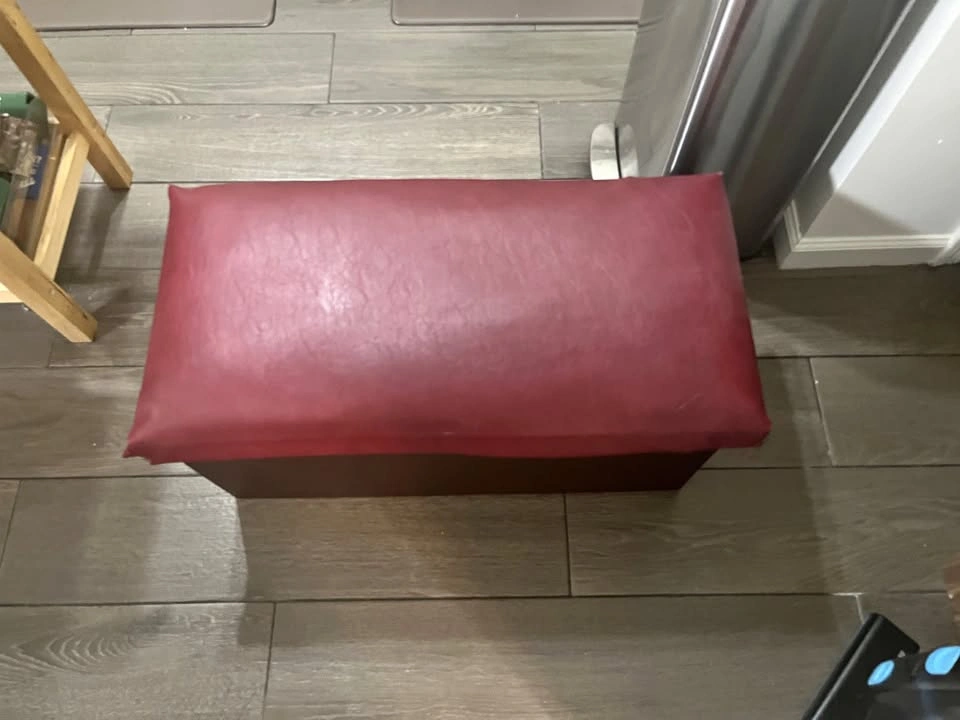 Red Leather Storage Ottoman