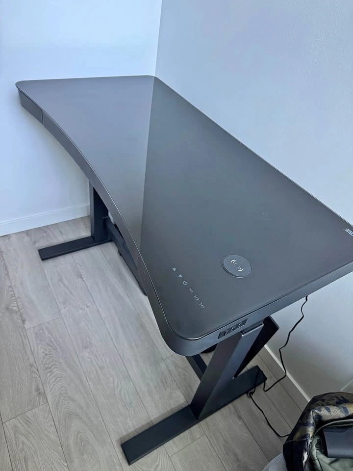 Black Electric Standing Desk w/ Wireless Charging & USB Ports
