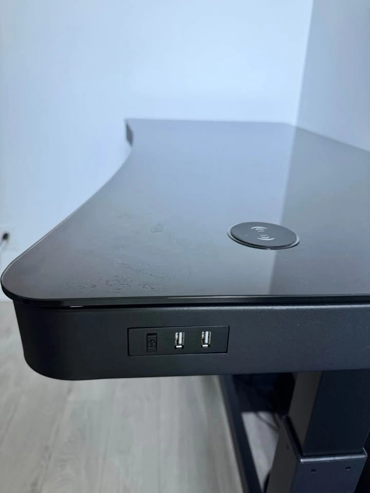 Black Electric Standing Desk w/ Wireless Charging & USB Ports - photo 2