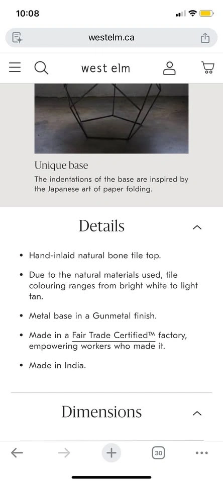 ✨Stunning West Elm Origami Coffee Table - Natural Bone Inlay - photo 4
