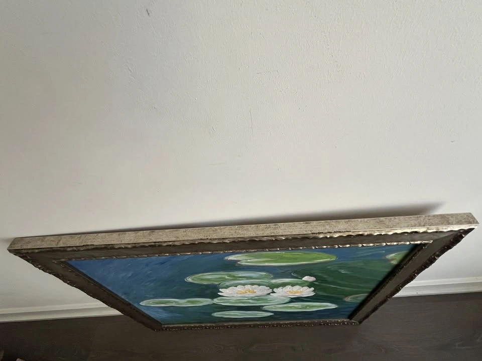 Monet’s Water Lilies, Evening - Framed Hand-Painted Reproduction - photo 2