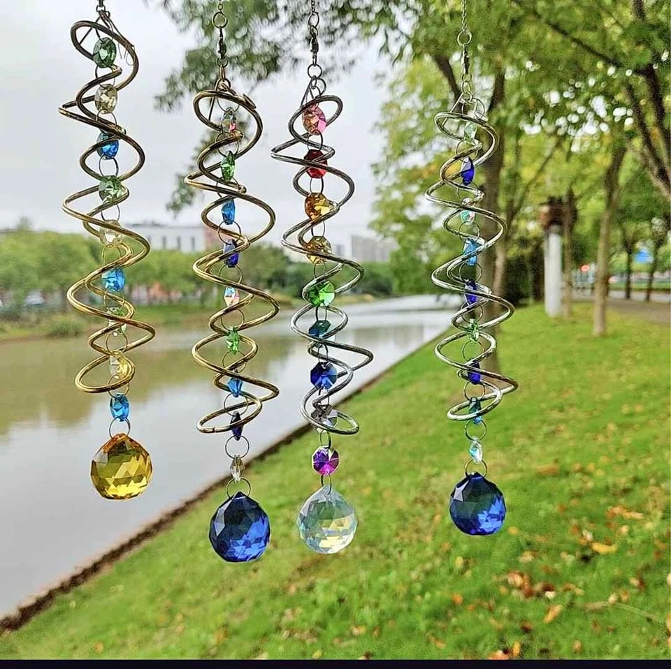Gazing Ball Spiral Tail Wind Spinner Sun Catcher